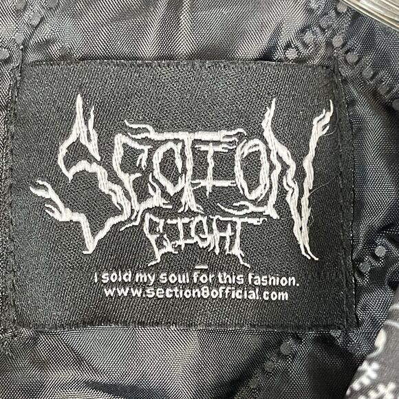 Section 8 Jacket Mens Small Black Bandanna 8 Ball Puffer Streetwear Jacket - Picture 3 of 13
